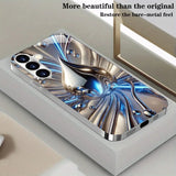 Blue Silver Fluid Drop Electroplated Silver Phone Case For Samsung