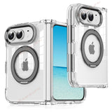 Magnetic 360 Metal Stand Phone Case For iPhone  DUO Clear Hinge Protection Shockproof Protector Cover