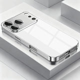 Silver Metallic Paint Electroplated Glass Phone Case for iPhone