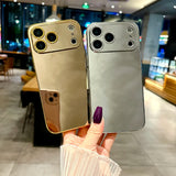 Solid Color Shockproof Makeup Mirror Phone Case For iPhone