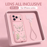 Retro Butterfly Pattern Lanyard  Soft Wrist Strap Cover Phone Case For iPhone