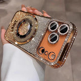 Plating Transparent Diamond Glitter Magnetic Phone Case For iPhone