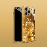 Fashion Gold Crystal For Apple Pattern Metallic Paint Glass Case For iPhone 18 17 16 15 14 13 12 11 Pro Max Plus 17Air 16E Cover
