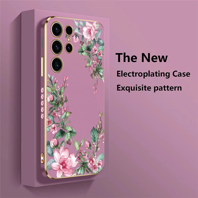 Flower Printing TPU Soft Plating Phone Case For Samsung