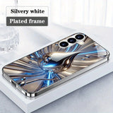 Blue Silver Fluid Drop Electroplated Silver Phone Case For Samsung