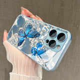 Elegant  Water Butterfly Pattern Glass Phone Case for iPhone