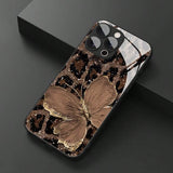 Luxury Butterfly Leopard Pattern Glass Material Phone Case For iPhone