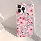 Blue Peach Flower Glitter Shiny Case For iPhone