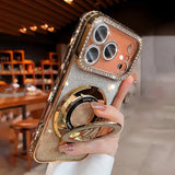 Plating Transparent Diamond Glitter Magnetic Phone Case For iPhone