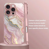 Advanced Marble Pattern Pink Metallic Paint Glass Hard Phone Case For iPhone