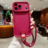 Soft Bumper Liquid Silicone Lanyard Strap Phone Case For iPhone