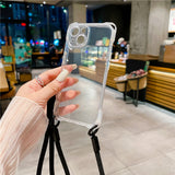 Crossbody Lanyard Cord Rope Necklace Transparent Case For iPhone