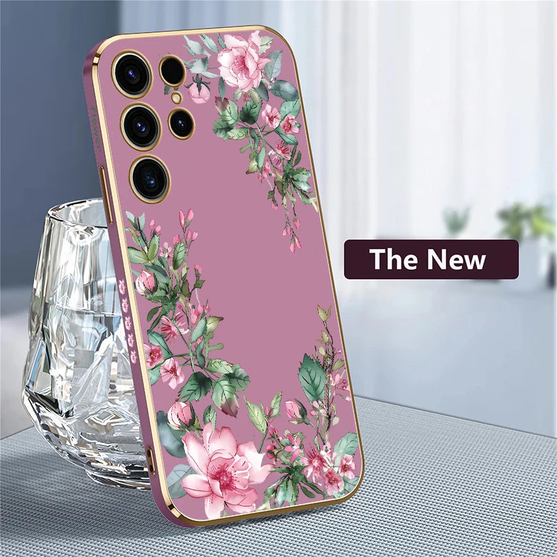 Flower Printing TPU Soft Plating Phone Case For Samsung