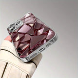 Rose Golden Shimmering Geometric Pattern Electroplated Glass Case For iPhone