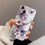 Butterfly Transparent Soft Flower Pattern Phone Case For iPhone