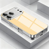 Silver Metallic Paint Electroplated Glass Phone Case for iPhone