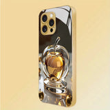 Transparent Golden  Tempered Glass Phone Case For iPhone