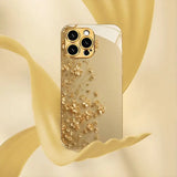 Newly Designed Gold Branch Flower Pattern Electroplated Glass Phone Case for iPhone