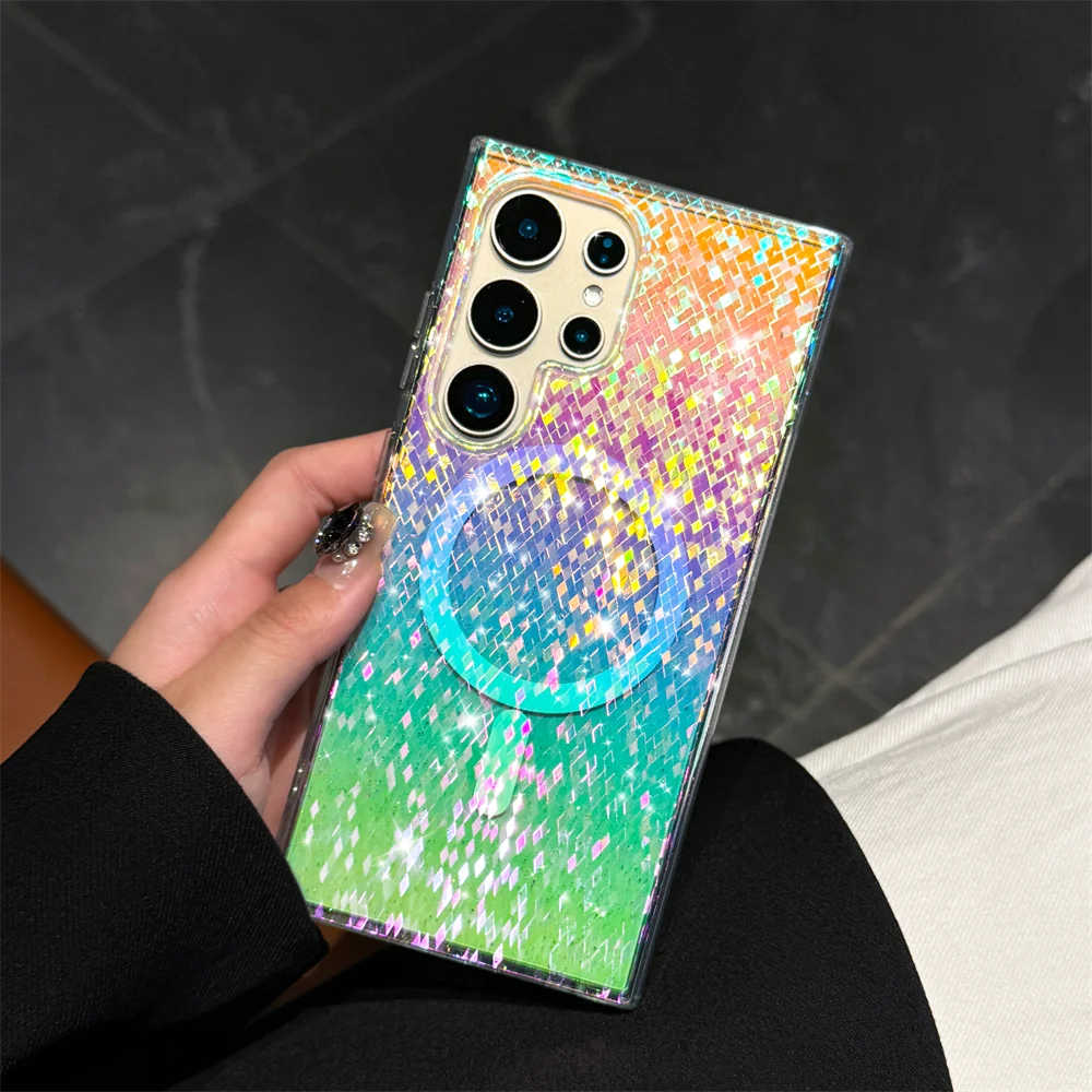 Aurora Gradient Magnetic Glitter Case For Samsung