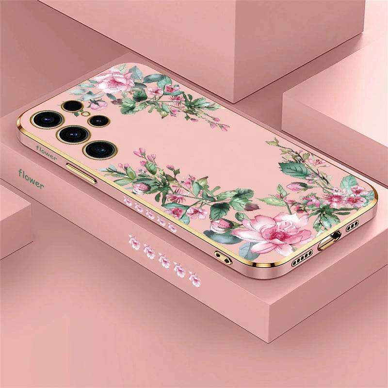 Flower Printing TPU Soft Plating Phone Case For Samsung
