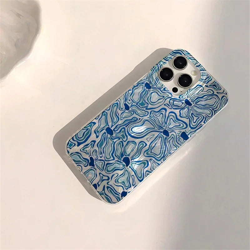 Pink Flower Glitter Shiny Case For iPhone