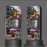 Creative Mechanical Circuit Board Pattern Glass Phone Case For iPhone