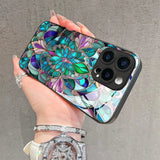 Retro Gothic Style Colorful Floral Tempered Glass Phone Case For iPhone