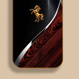 Golden Horse Pattern Gold Metallic Paint Glass Phone Case For iPhone