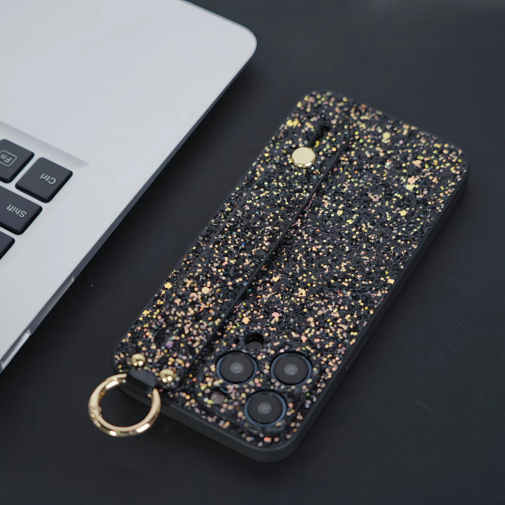 Shining Glitter Wrist Holder Strap Phone Case For iPhone