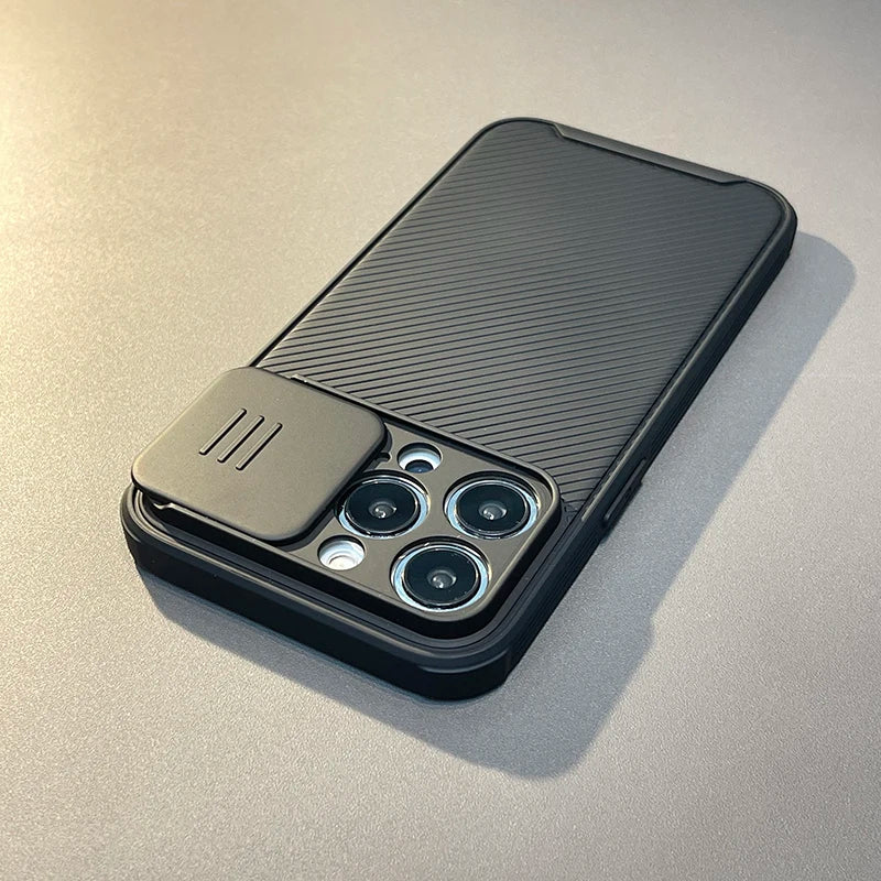 Custodia magnetica per telefono con protezione dell'obiettivo della fotocamera per iPhone