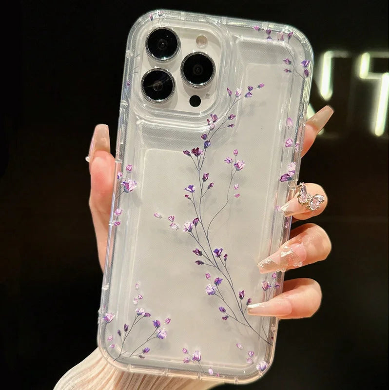 Colorful Flower Clear Phone Case For iPhone