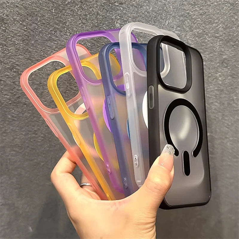 Translucent Matte Magnetic Wireless Charge Case For iPhone