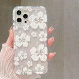 White Flower Clear Phone Case For iPhone