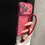 For Magsafe Liquid Silicone Lanyard Wrist Strap Magnetic Lens Protectio Case For iPhone