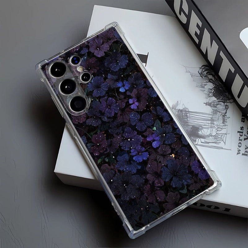 Purple Flower Transparent Soft Phone Case For Samsung