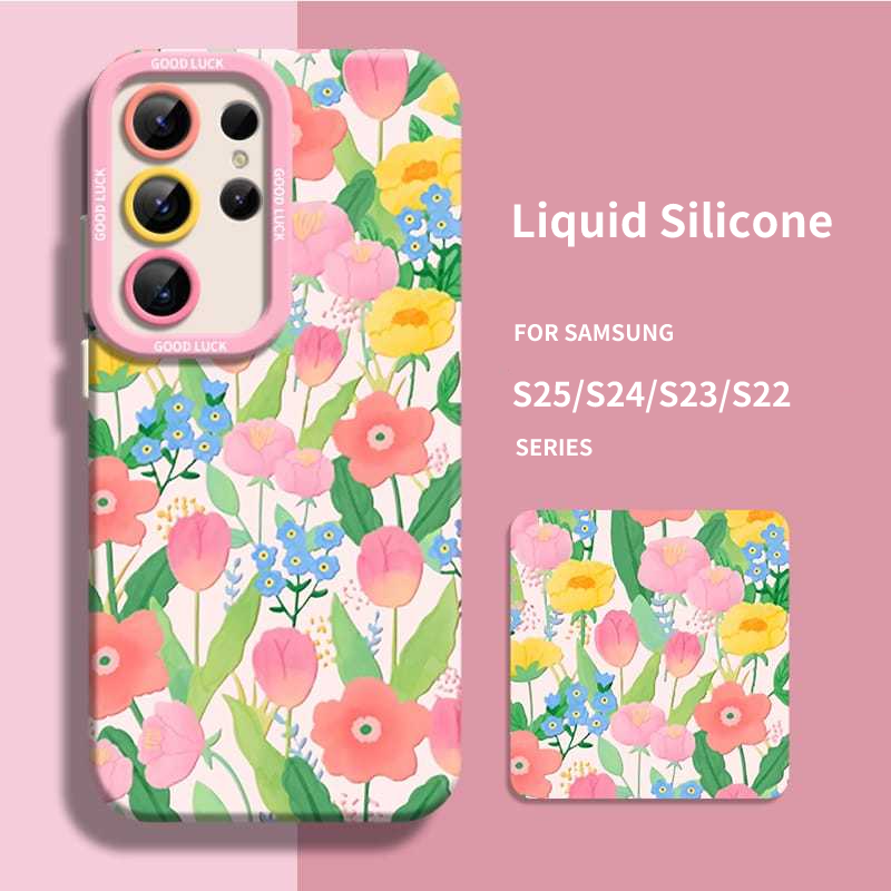 Flower Liquid Silicone Shockproof Phone Case For Samsung