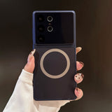 Color-blocked Frosted Premium Lens Film Magnetic Phone Case  for  Samsung