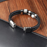 Braid Stainless Steel Magnetic Buckle Genuine Leather Bracelets & Bangles