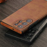Exclusive Luxury Retro PU Leather Protective Case, Shockproof Soft Bezel, Ultra-thin Back Cover for Samsung