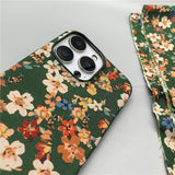 Large Flower Fabric Hard Phone Case For iPhone