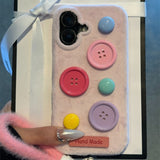 Plush Button Anti-Fall Phone Case For iPhone