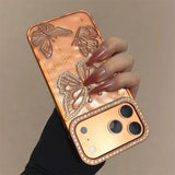 Rhinestone Butterfly Phone Case For iPhone