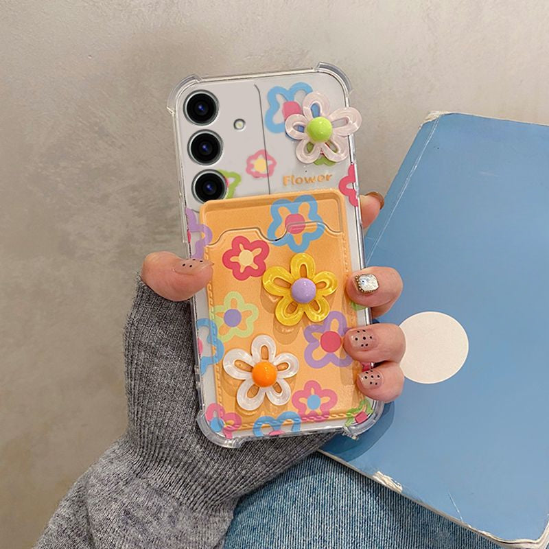 Flower Card Holder Phone Case For Samsung