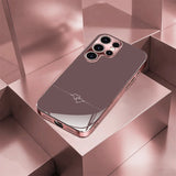 Pink Heart Line New Electroplated Rose Golden Full Coverage Tempered Glass Phone Case for iPhone