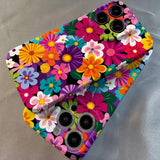 Colorful Retro Floral Pattern Hard PC Phone Case For iPhone
