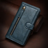 Retro Zipper Leather Card Slot Phone Case For iPhone