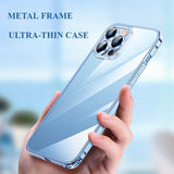 Metal Frame Transparent Magnetic Mobile Phone Case For iPhone