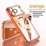 Plating Clear Lens Protector Magnetic Phone Case For iPhone