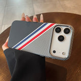 Striped Color-blocked Magnetic Phone Case For iPhone