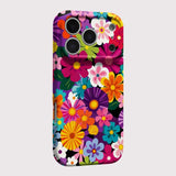Colorful Retro Floral Pattern Hard PC Phone Case For iPhone